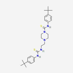 molecular formula C28H41N5S2 B2998014 4-[2-({[4-(tert-butyl)anilino]carbothioyl}amino)ethyl]-N-[4-(tert-butyl)phenyl]tetrahydro-1(2H)-pyrazinecarbothioamide CAS No. 866038-43-9