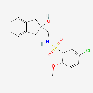 molecular formula C17H18ClNO4S B2998016 5-chloro-N-((2-hydroxy-2,3-dihydro-1H-inden-2-yl)methyl)-2-methoxybenzenesulfonamide CAS No. 2034408-60-9