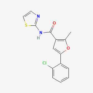 molecular formula C15H11ClN2O2S B2998017 5-(2-chlorophenyl)-2-methyl-N-(1,3-thiazol-2-yl)furan-3-carboxamide CAS No. 875285-96-4