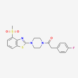 molecular formula C20H20FN3O3S2 B2998019 2-(4-Fluorophenyl)-1-(4-(4-(methylsulfonyl)benzo[d]thiazol-2-yl)piperazin-1-yl)ethanone CAS No. 941981-57-3