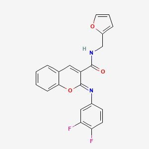 molecular formula C21H14F2N2O3 B2998026 (2Z)-2-[(3,4-difluorophenyl)imino]-N-(furan-2-ylmethyl)-2H-chromene-3-carboxamide CAS No. 1327178-31-3