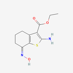 molecular formula C11H14N2O3S B2998027 ethyl (7Z)-2-amino-7-(hydroxyimino)-4,5,6,7-tetrahydro-1-benzothiophene-3-carboxylate 