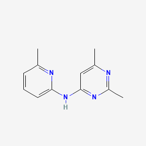 molecular formula C12H14N4 B2998028 2,6-dimethyl-N-(6-methylpyridin-2-yl)pyrimidin-4-amine CAS No. 2176125-25-8