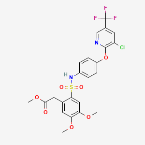 molecular formula C23H20ClF3N2O7S B2998035 methyl 2-{2-[(4-{[3-chloro-5-(trifluoromethyl)pyridin-2-yl]oxy}phenyl)sulfamoyl]-4,5-dimethoxyphenyl}acetate CAS No. 1023548-04-0