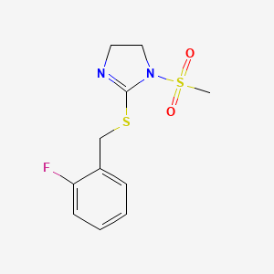 molecular formula C11H13FN2O2S2 B2998042 2-{[(2-fluorophenyl)methyl]sulfanyl}-1-methanesulfonyl-4,5-dihydro-1H-imidazole CAS No. 868218-47-7