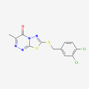 molecular formula C12H8Cl2N4OS2 B2998056 7-{[(3,4-dichlorophenyl)methyl]sulfanyl}-3-methyl-4H-[1,3,4]thiadiazolo[2,3-c][1,2,4]triazin-4-one CAS No. 869074-77-1
