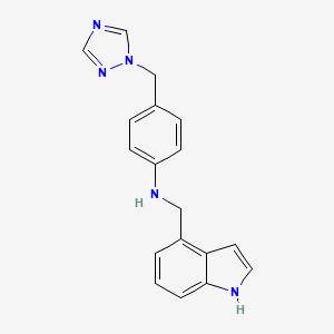 molecular formula C18H17N5 B2998070 N-(1H-Indol-4-ylmethyl)-N-[4-(1H-1,2,4-triazol-1-ylmethyl)phenyl]amine CAS No. 948007-87-2