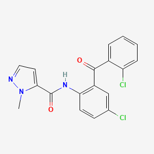 molecular formula C18H13Cl2N3O2 B2998072 N-(4-chloro-2-(2-chlorobenzoyl)phenyl)-1-methyl-1H-pyrazole-5-carboxamide CAS No. 1172500-72-9