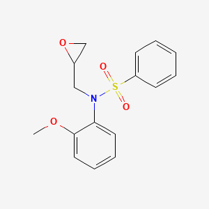 molecular formula C16H17NO4S B2998075 N-(2-methoxyphenyl)-N-(oxiran-2-ylmethyl)benzenesulfonamide CAS No. 672280-58-9