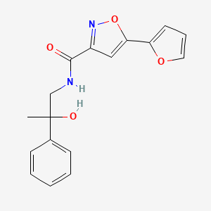 molecular formula C17H16N2O4 B2998080 5-(furan-2-yl)-N-(2-hydroxy-2-phenylpropyl)isoxazole-3-carboxamide CAS No. 1351600-10-6