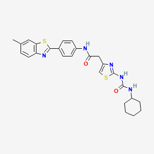 molecular formula C26H27N5O2S2 B2998087 2-(2-(3-cyclohexylureido)thiazol-4-yl)-N-(4-(6-methylbenzo[d]thiazol-2-yl)phenyl)acetamide CAS No. 921488-31-5