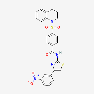 molecular formula C25H20N4O5S2 B2998089 4-((3,4-dihydroquinolin-1(2H)-yl)sulfonyl)-N-(4-(3-nitrophenyl)thiazol-2-yl)benzamide CAS No. 361480-38-8