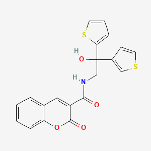 molecular formula C20H15NO4S2 B2998092 N-(2-hydroxy-2-(thiophen-2-yl)-2-(thiophen-3-yl)ethyl)-2-oxo-2H-chromene-3-carboxamide CAS No. 2097929-83-2