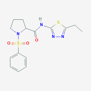 molecular formula C15H18N4O3S2 B299813 N-(5-ethyl-1,3,4-thiadiazol-2-yl)-1-(phenylsulfonyl)prolinamide 