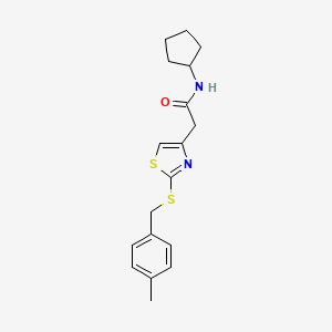 molecular formula C18H22N2OS2 B2998166 N-cyclopentyl-2-(2-((4-methylbenzyl)thio)thiazol-4-yl)acetamide CAS No. 941923-05-3