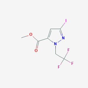 molecular formula C7H6F3IN2O2 B2998177 Methyl 5-iodo-2-(2,2,2-trifluoroethyl)pyrazole-3-carboxylate CAS No. 2226182-62-1