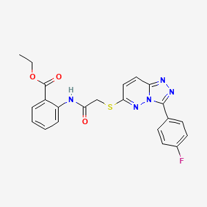 molecular formula C22H18FN5O3S B2998199 Ethyl 2-(2-((3-(4-fluorophenyl)-[1,2,4]triazolo[4,3-b]pyridazin-6-yl)thio)acetamido)benzoate CAS No. 852374-00-6