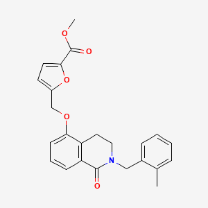 molecular formula C24H23NO5 B2998237 methyl 5-[({2-[(2-methylphenyl)methyl]-1-oxo-1,2,3,4-tetrahydroisoquinolin-5-yl}oxy)methyl]furan-2-carboxylate CAS No. 850907-63-0