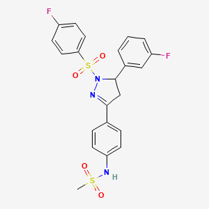 N-[4-[3-(3-fluorophenyl)-2-(4-fluorophenyl)sulfonyl-3,4-dihydropyrazol-5-yl]phenyl]methanesulfonamide