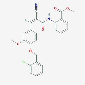 molecular formula C26H21ClN2O5 B2998339 Methyl 2-[[(Z)-3-[4-[(2-chlorophenyl)methoxy]-3-methoxyphenyl]-2-cyanoprop-2-enoyl]amino]benzoate CAS No. 380477-73-6