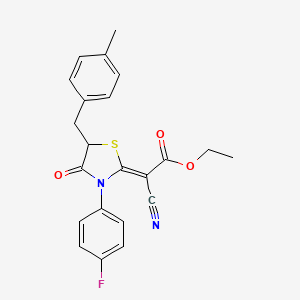 (Z)-ethyl 2-cyano-2-(3-(4-fluorophenyl)-5-(4-methylbenzyl)-4-oxothiazolidin-2-ylidene)acetate