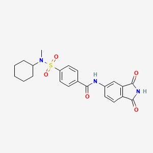 molecular formula C22H23N3O5S B2998352 4-(N-cyclohexyl-N-methylsulfamoyl)-N-(1,3-dioxoisoindolin-5-yl)benzamide CAS No. 683791-70-0