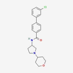 molecular formula C22H25ClN2O2 B2998354 4-(3-Chlorophenyl)-N-[1-(oxan-4-yl)pyrrolidin-3-yl]benzamide CAS No. 2415566-61-7