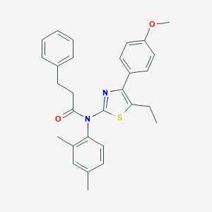 molecular formula C29H30N2O2S B299836 N-(2,4-dimethylphenyl)-N-[5-ethyl-4-(4-methoxyphenyl)-1,3-thiazol-2-yl]-3-phenylpropanamide 