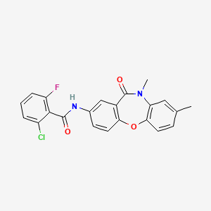 molecular formula C22H16ClFN2O3 B2998368 2-chloro-N-(8,10-dimethyl-11-oxo-10,11-dihydrodibenzo[b,f][1,4]oxazepin-2-yl)-6-fluorobenzamide CAS No. 921918-96-9