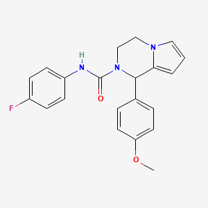 molecular formula C21H20FN3O2 B2998396 N-(4-fluorophenyl)-1-(4-methoxyphenyl)-1H,2H,3H,4H-pyrrolo[1,2-a]pyrazine-2-carboxamide CAS No. 899960-50-0
