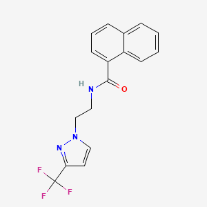 molecular formula C17H14F3N3O B2998423 N-(2-(3-(trifluoromethyl)-1H-pyrazol-1-yl)ethyl)-1-naphthamide CAS No. 1448129-64-3