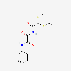 molecular formula C14H18N2O3S2 B2998425 N~1~-[2,2-bis(ethylsulfanyl)acetyl]-N~2~-phenylethanediamide CAS No. 338975-26-1