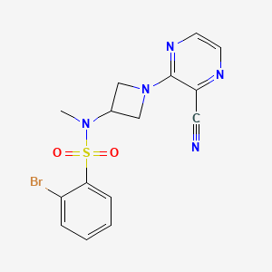 molecular formula C15H14BrN5O2S B2998434 2-Bromo-N-[1-(3-cyanopyrazin-2-yl)azetidin-3-yl]-N-methylbenzenesulfonamide CAS No. 2380181-83-7