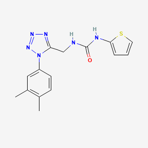 molecular formula C15H16N6OS B2998438 1-((1-(3,4-dimethylphenyl)-1H-tetrazol-5-yl)methyl)-3-(thiophen-2-yl)urea CAS No. 941922-65-2