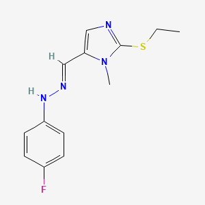 molecular formula C13H15FN4S B2998441 2-(ethylsulfanyl)-1-methyl-1H-imidazole-5-carbaldehyde N-(4-fluorophenyl)hydrazone CAS No. 477854-43-6