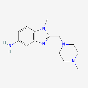 molecular formula C14H21N5 B2998442 1-methyl-2-[(4-methylpiperazin-1-yl)methyl]-1H-benzimidazol-5-amine CAS No. 1134332-03-8