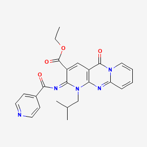 molecular formula C24H23N5O4 B2998478 ethyl 7-(2-methylpropyl)-2-oxo-6-(pyridine-4-carbonylimino)-1,7,9-triazatricyclo[8.4.0.03,8]tetradeca-3(8),4,9,11,13-pentaene-5-carboxylate CAS No. 685859-95-4