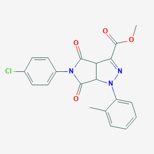 molecular formula C20H16ClN3O4 B299849 METHYL 5-(4-CHLOROPHENYL)-1-(2-METHYLPHENYL)-4,6-DIOXO-1H,3AH,4H,5H,6H,6AH-PYRROLO[3,4-C]PYRAZOLE-3-CARBOXYLATE 