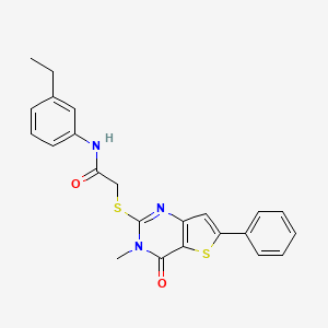 molecular formula C23H21N3O2S2 B2998503 1-(3-{[(4-chlorophenyl)sulfonyl]amino}benzoyl)-N-cyclopropylpiperidine-3-carboxamide CAS No. 1105251-72-6