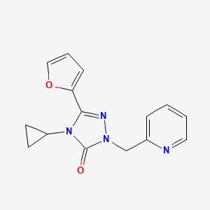 molecular formula C15H14N4O2 B2998507 4-cyclopropyl-3-(furan-2-yl)-1-(pyridin-2-ylmethyl)-1H-1,2,4-triazol-5(4H)-one CAS No. 1797174-61-8
