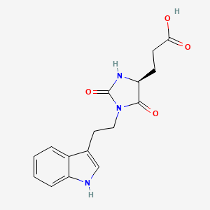 molecular formula C16H17N3O4 B2998511 3-[(4S)-1-[2-(1H-indol-3-yl)ethyl]-2,5-dioxoimidazolidin-4-yl]propanoic acid CAS No. 956724-37-1