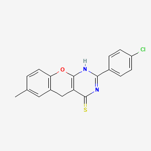 molecular formula C18H13ClN2OS B2998518 2-(4-chlorophenyl)-7-methyl-3H-chromeno[2,3-d]pyrimidine-4(5H)-thione CAS No. 866727-03-9