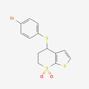 molecular formula C13H11BrO2S3 B2998520 4-(4-bromophenyl)sulfanyl-5,6-dihydro-4H-thieno[2,3-b]thiopyran 7,7-dioxide CAS No. 339019-23-7