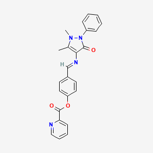 molecular formula C24H20N4O3 B2998522 [4-[(1,5-Dimethyl-3-oxo-2-phenylpyrazol-4-yl)iminomethyl]phenyl] pyridine-2-carboxylate CAS No. 326883-04-9