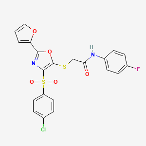 2-((4-((4-chlorophenyl)sulfonyl)-2-(furan-2-yl)oxazol-5-yl)thio)-N-(4-fluorophenyl)acetamide