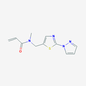 molecular formula C11H12N4OS B2998527 N-Methyl-N-[(2-pyrazol-1-yl-1,3-thiazol-5-yl)methyl]prop-2-enamide CAS No. 2361639-06-5