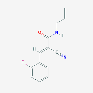 molecular formula C13H11FN2O B2998534 (E)-2-cyano-3-(2-fluorophenyl)-N-prop-2-enylprop-2-enamide CAS No. 502758-86-3