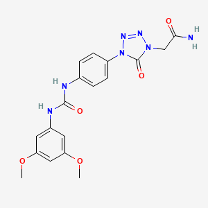 molecular formula C18H19N7O5 B2998536 2-(4-(4-(3-(3,5-dimethoxyphenyl)ureido)phenyl)-5-oxo-4,5-dihydro-1H-tetrazol-1-yl)acetamide CAS No. 1396881-56-3
