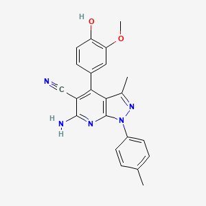 6-amino-4-(4-hydroxy-3-methoxyphenyl)-3-methyl-1-(p-tolyl)-1H-pyrazolo[3,4-b]pyridine-5-carbonitrile