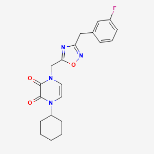 1-Cyclohexyl-4-[[3-[(3-fluorophenyl)methyl]-1,2,4-oxadiazol-5-yl]methyl]pyrazine-2,3-dione